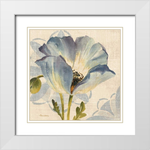 Watercolor Poppies IV White Modern Wood Framed Art Print with Double Matting by Gladding, Pamela