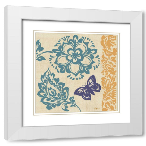 Blue Indigo Butterfly II White Modern Wood Framed Art Print with Double Matting by Studio Nova