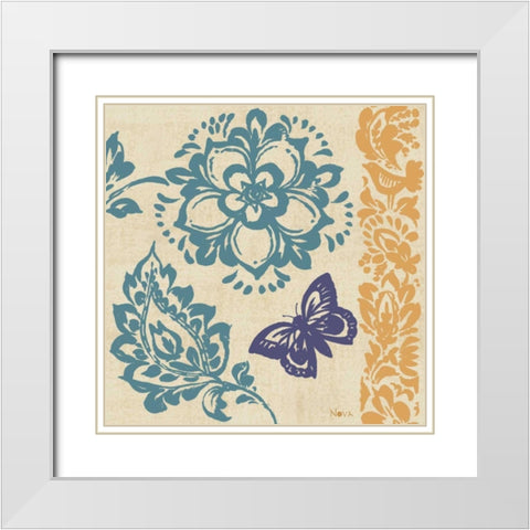 Blue Indigo Butterfly II White Modern Wood Framed Art Print with Double Matting by Studio Nova
