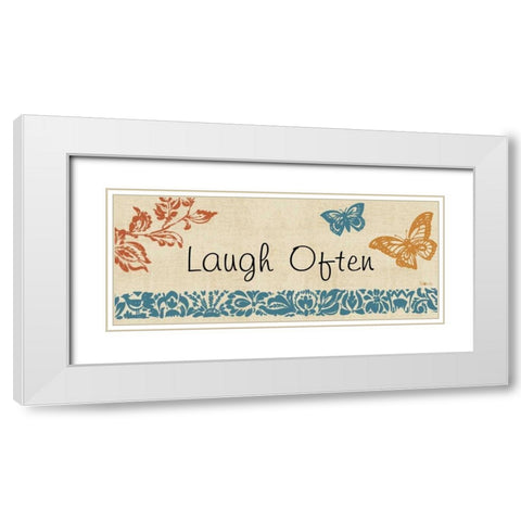 Blue Indigo Sentiment Panel I White Modern Wood Framed Art Print with Double Matting by Studio Nova