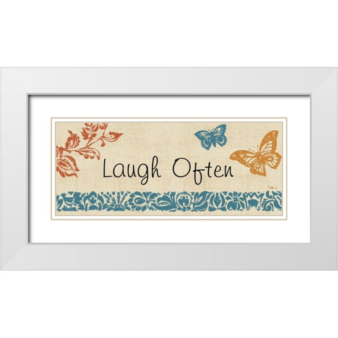 Blue Indigo Sentiment Panel I White Modern Wood Framed Art Print with Double Matting by Studio Nova