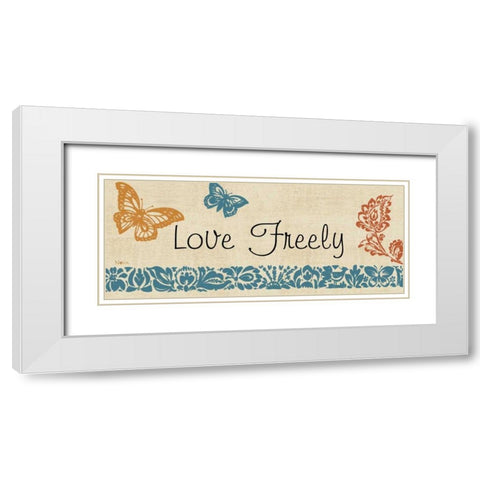 Blue Indigo Sentiment Panel II White Modern Wood Framed Art Print with Double Matting by Studio Nova