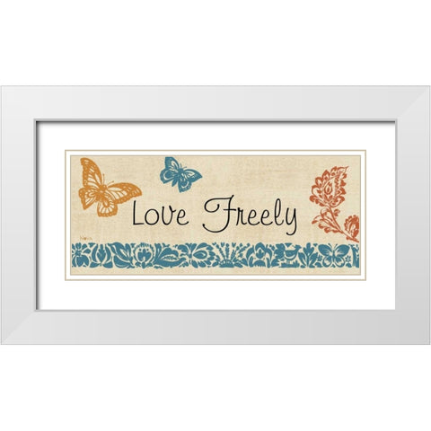 Blue Indigo Sentiment Panel II White Modern Wood Framed Art Print with Double Matting by Studio Nova