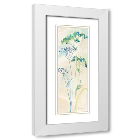 Indigo Wildflowers Panel II White Modern Wood Framed Art Print with Double Matting by Coulter, Cynthia
