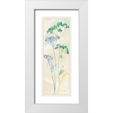 Indigo Wildflowers Panel II White Modern Wood Framed Art Print with Double Matting by Coulter, Cynthia