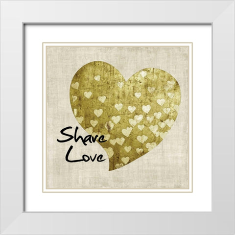 Heart of Gold I White Modern Wood Framed Art Print with Double Matting by Hartworks