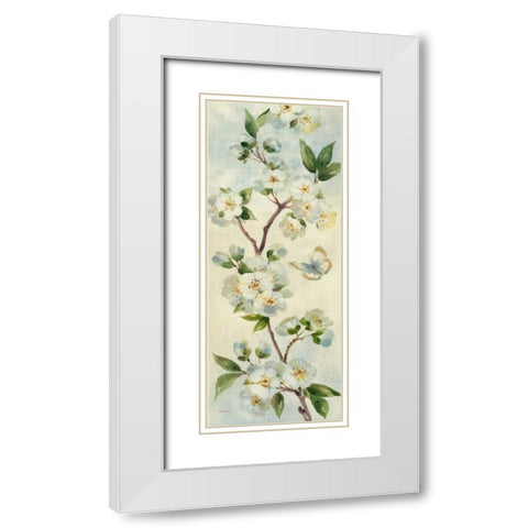 Cherry Bloom Panel I White Modern Wood Framed Art Print with Double Matting by Gladding, Pamela