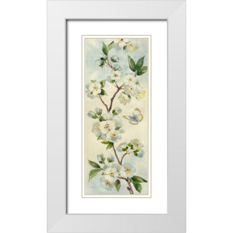 Cherry Bloom Panel I White Modern Wood Framed Art Print with Double Matting by Gladding, Pamela