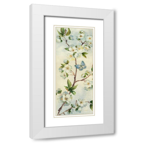 Cherry Bloom Panel II White Modern Wood Framed Art Print with Double Matting by Gladding, Pamela