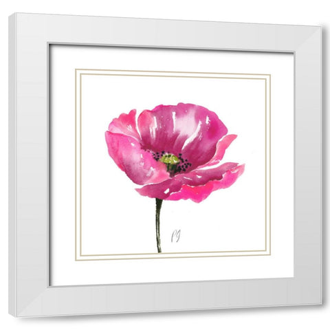 Poppies Tempo I White Modern Wood Framed Art Print with Double Matting by Gladding, Pamela