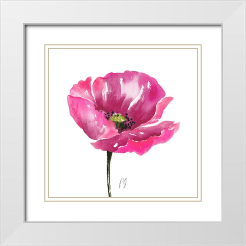 Poppies Tempo I White Modern Wood Framed Art Print with Double Matting by Gladding, Pamela