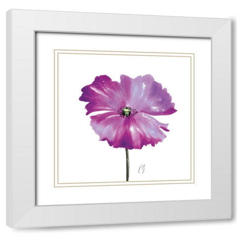 Poppies Tempo III White Modern Wood Framed Art Print with Double Matting by Gladding, Pamela