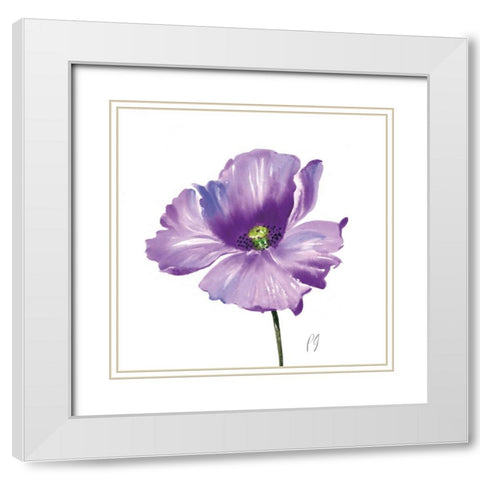 Poppies Tempo IV White Modern Wood Framed Art Print with Double Matting by Gladding, Pamela
