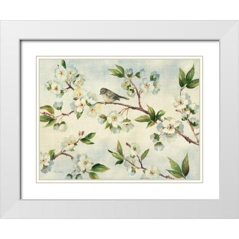 Cherry Bloom Landscape White Modern Wood Framed Art Print with Double Matting by Gladding, Pamela
