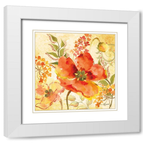 Bohemian Poppies I White Modern Wood Framed Art Print with Double Matting by Tre Sorelle Studios