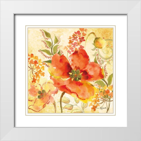 Bohemian Poppies I White Modern Wood Framed Art Print with Double Matting by Tre Sorelle Studios