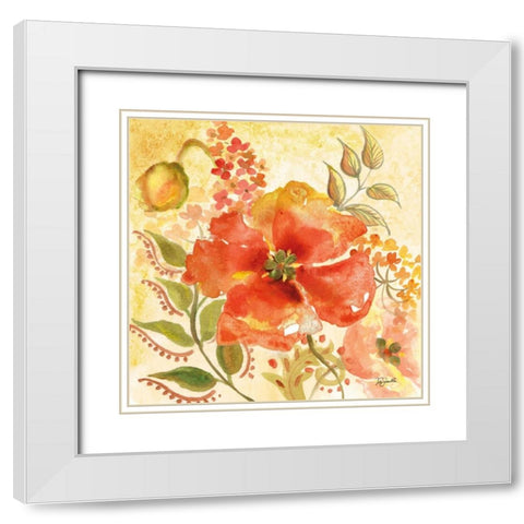 Bohemian Poppies II White Modern Wood Framed Art Print with Double Matting by Tre Sorelle Studios