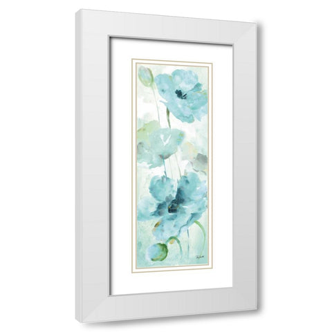 Watercolor Garden Blue Panel II White Modern Wood Framed Art Print with Double Matting by Tre Sorelle Studios