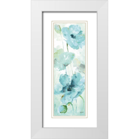 Watercolor Garden Blue Panel II White Modern Wood Framed Art Print with Double Matting by Tre Sorelle Studios