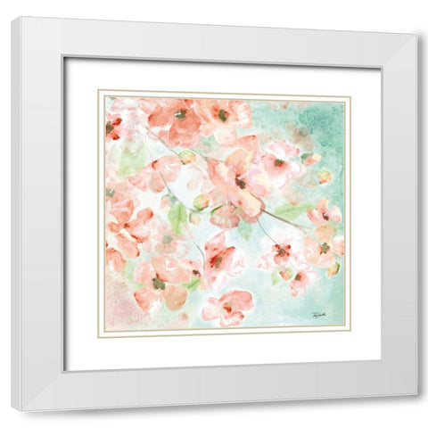 Watercolor Blossoms I White Modern Wood Framed Art Print with Double Matting by Tre Sorelle Studios