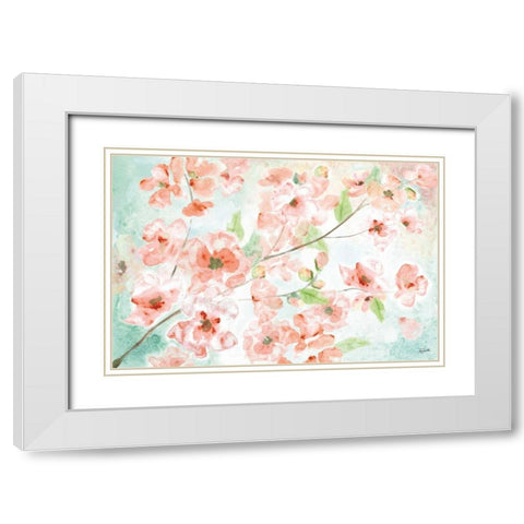 Watercolor Blossoms Landscape White Modern Wood Framed Art Print with Double Matting by Tre Sorelle Studios