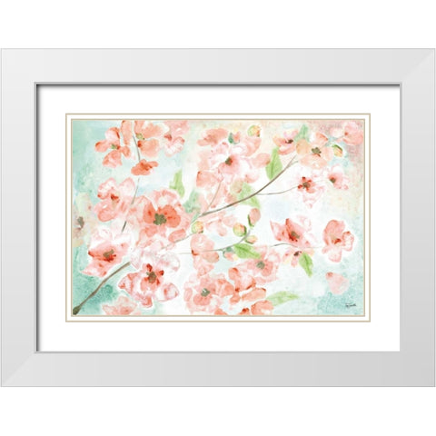 Watercolor Blossoms Landscape White Modern Wood Framed Art Print with Double Matting by Tre Sorelle Studios