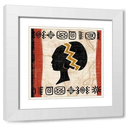 Tribal Beauty II White Modern Wood Framed Art Print with Double Matting by Gladding, Pamela