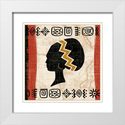 Tribal Beauty II White Modern Wood Framed Art Print with Double Matting by Gladding, Pamela