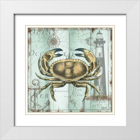 Antique La Mer II White Modern Wood Framed Art Print with Double Matting by Tre Sorelle Studios