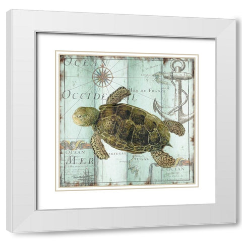 Antique La Mer IV White Modern Wood Framed Art Print with Double Matting by Tre Sorelle Studios