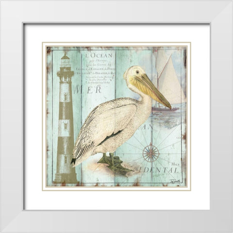 Antique La Mer V White Modern Wood Framed Art Print with Double Matting by Tre Sorelle Studios