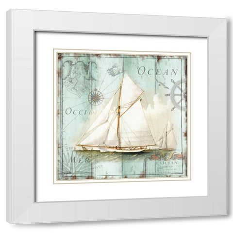 Antique La Mer VII White Modern Wood Framed Art Print with Double Matting by Tre Sorelle Studios