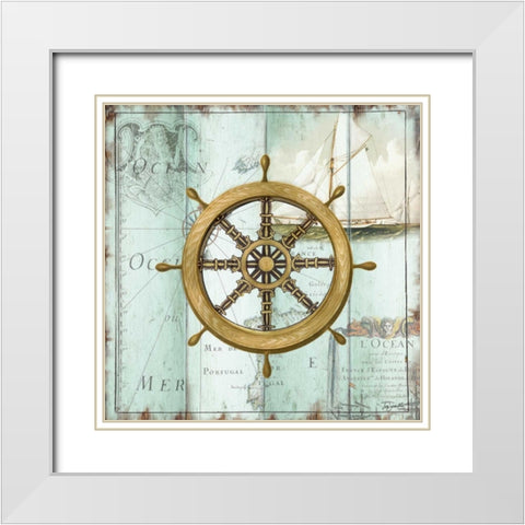 Antique La Mer VIII White Modern Wood Framed Art Print with Double Matting by Tre Sorelle Studios