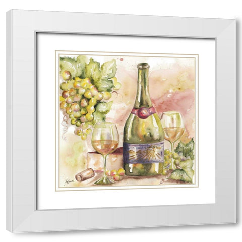 Watercolor Wine II White Modern Wood Framed Art Print with Double Matting by Tre Sorelle Studios