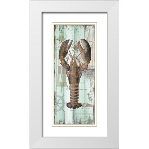 Antique La Mer Sea Creature Panel I White Modern Wood Framed Art Print with Double Matting by Tre Sorelle Studios