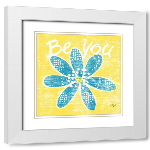 Be Happy I White Modern Wood Framed Art Print with Double Matting by Lyon, Rebecca
