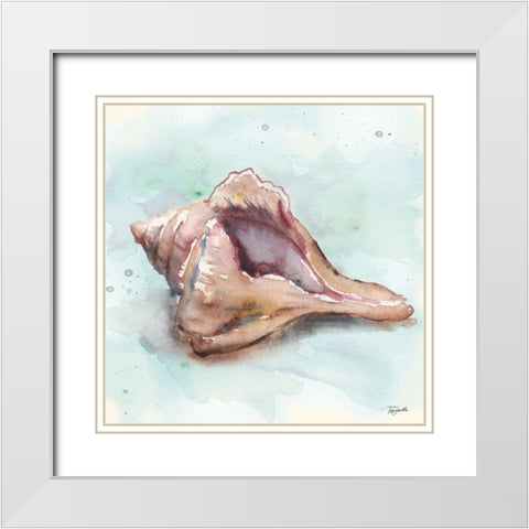 Watercolor Shells III White Modern Wood Framed Art Print with Double Matting by Tre Sorelle Studios