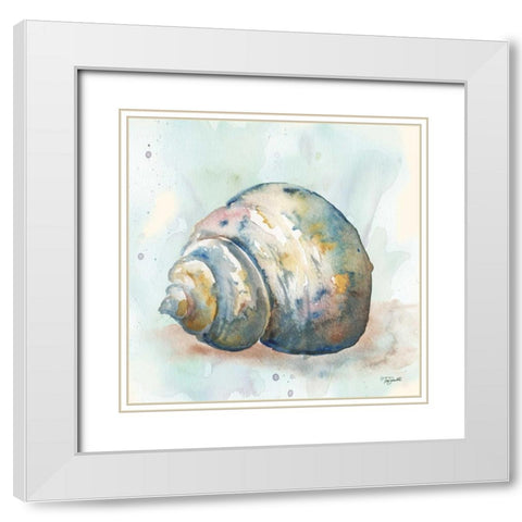 Watercolor Shells IV White Modern Wood Framed Art Print with Double Matting by Tre Sorelle Studios