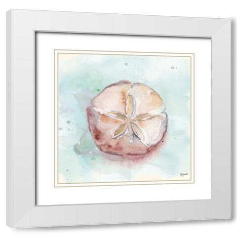 Watercolor Shells V White Modern Wood Framed Art Print with Double Matting by Tre Sorelle Studios