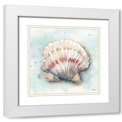 Watercolor Shells VI White Modern Wood Framed Art Print with Double Matting by Tre Sorelle Studios