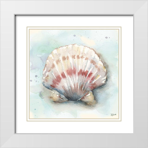 Watercolor Shells VI White Modern Wood Framed Art Print with Double Matting by Tre Sorelle Studios