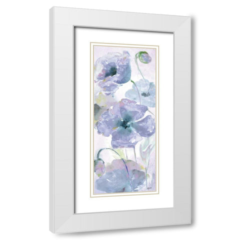Watercolor Garden Purple Panel I White Modern Wood Framed Art Print with Double Matting by Tre Sorelle Studios