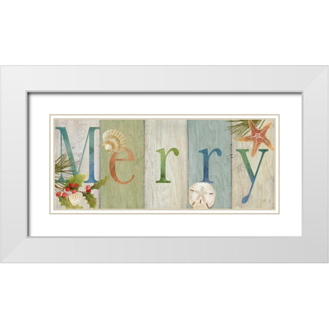 Merry Coastal Sign I White Modern Wood Framed Art Print with Double Matting by Coulter, Cynthia