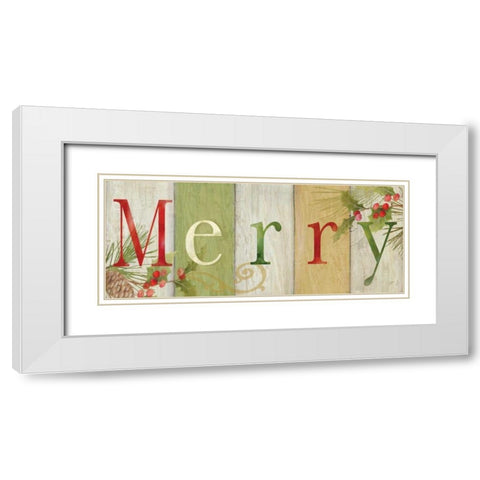 Merry Rustic Sign I White Modern Wood Framed Art Print with Double Matting by Coulter, Cynthia