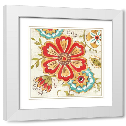 Boho Florals I White Modern Wood Framed Art Print with Double Matting by Lyon, Rebecca