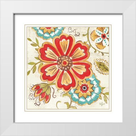 Boho Florals I White Modern Wood Framed Art Print with Double Matting by Lyon, Rebecca