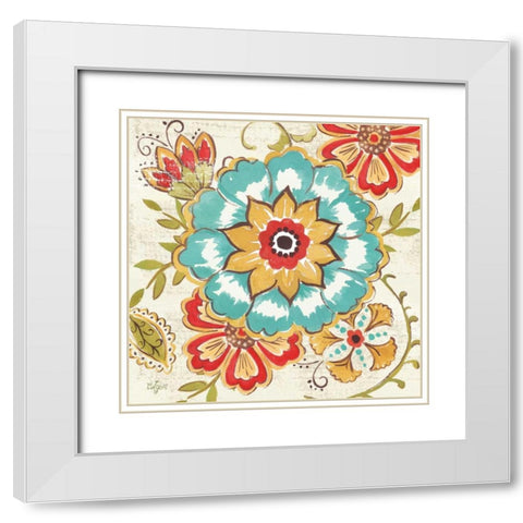 Boho Florals II White Modern Wood Framed Art Print with Double Matting by Lyon, Rebecca