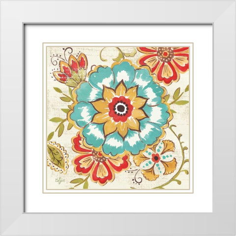 Boho Florals II White Modern Wood Framed Art Print with Double Matting by Lyon, Rebecca
