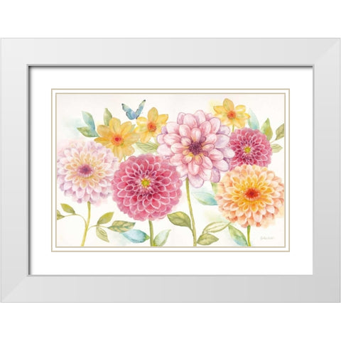 Dahlia Garden Landscape White Modern Wood Framed Art Print with Double Matting by Coulter, Cynthia