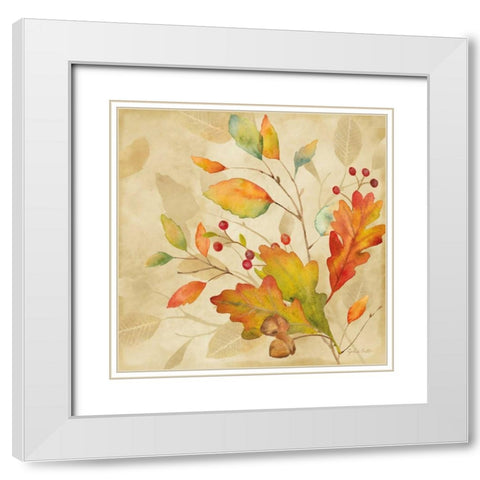 Harvest Leaves I White Modern Wood Framed Art Print with Double Matting by Coulter, Cynthia